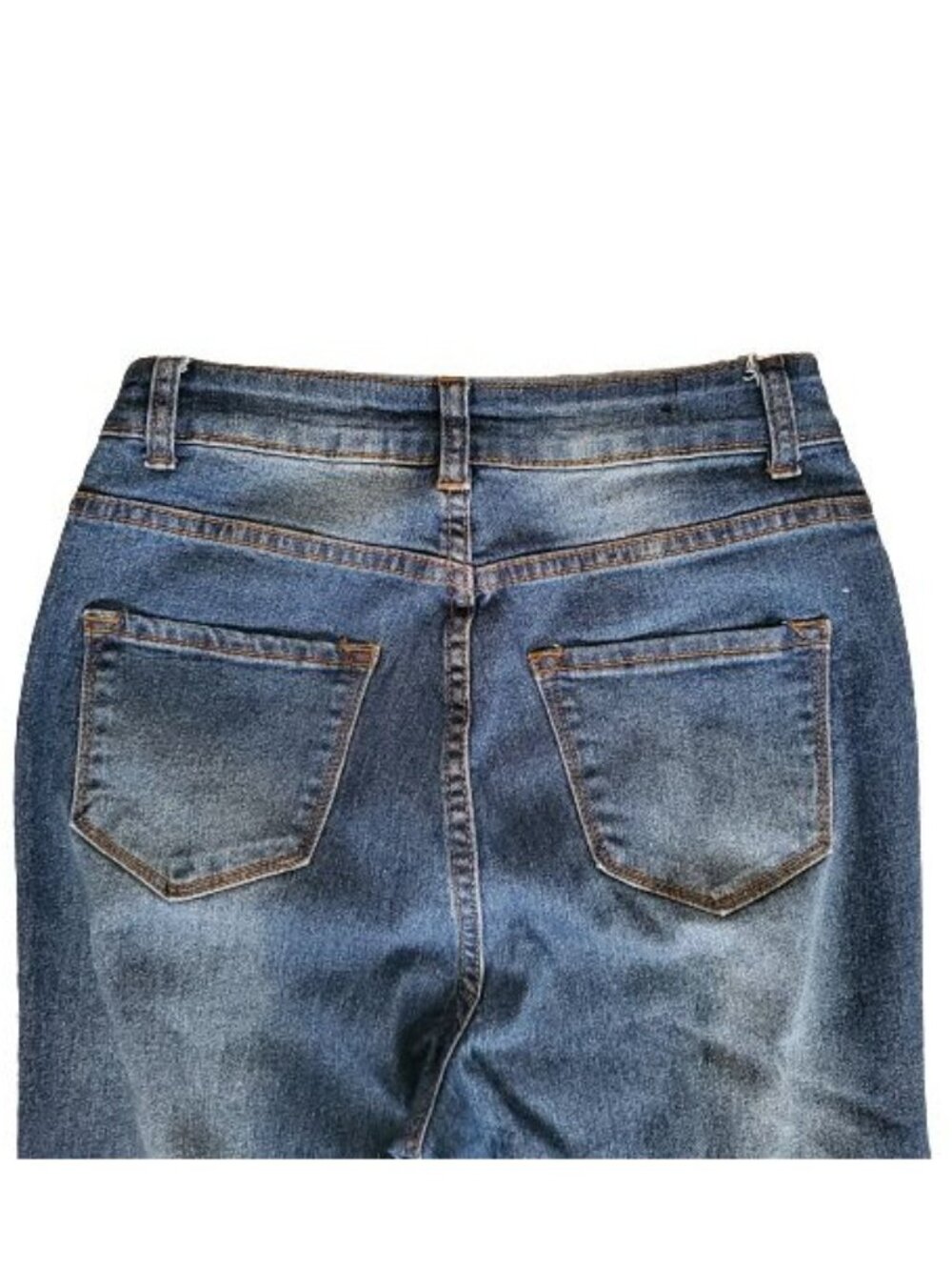 BOB Jeans High Waist Ripped Distressed Chewed Hem Skinny Blue Denim Jeans Sz 7/8 - Picture 5 of 11